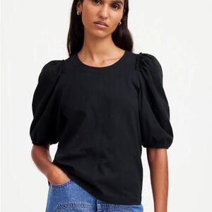 Madewell Black 100% Cotton “Make a Statement” Top size S